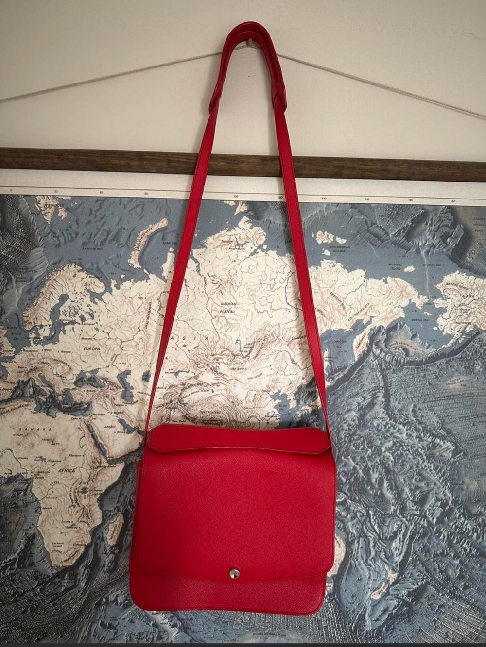 Elizabeth and James Red Leather Pebbled Eloise Shoulder Bag with Handle